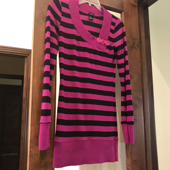 Sweaters | Comfy Long Pink Black Striped Sweater | Poshmark